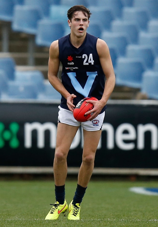 AFL 2015 Under 18 - Vic M v WA GEELONG, AUSTRALIA - JUNE 26: James Parson of Vic Metro in action during the 2015 AFL Under 18 match between Vic Metro and Western Australia at Simonds Stadium, Geelong on June 26, 2015. (Photo by Michael Willson/AFL Media)